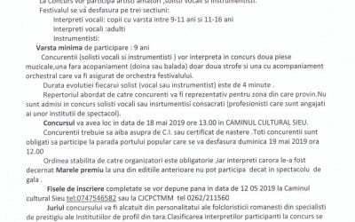 Regulamentul Festivalului Concurs „FLOARE MÂNDRĂ DE PE IZA” – Șieu, 18-19 mai 2019